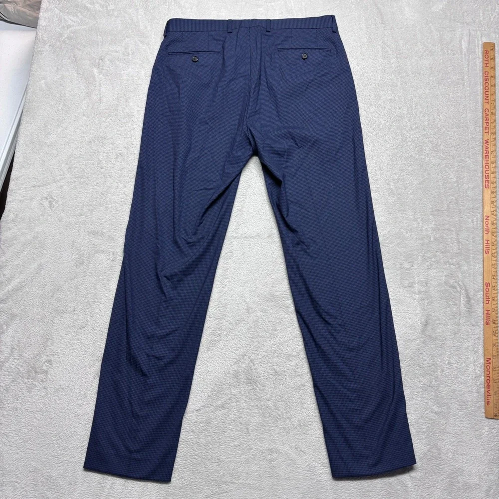 Ralph Ralph Lauren Mens 34x32 Dress Suit Pants Blue Micro Check Stretch